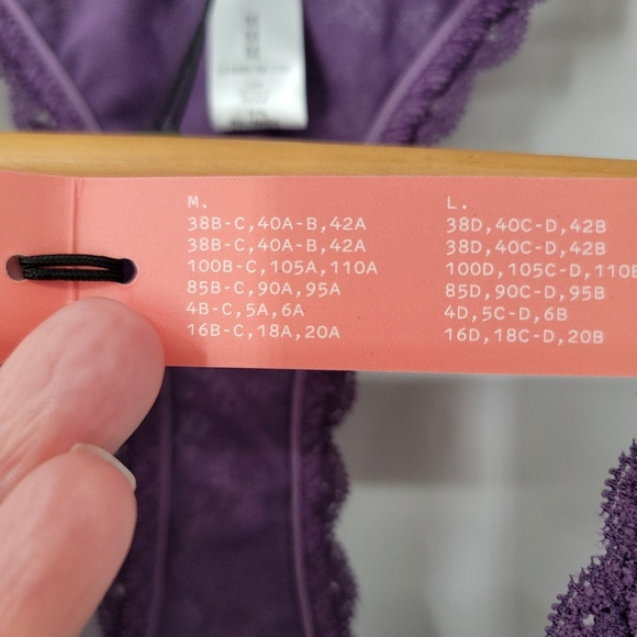 Cosabella Never Say Never Racerback Bralette Size Medium Zaadi Purple Lace - Picture 9 of 12